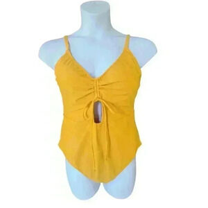 Forever 21 Plus Women's Swimsuit Size 2X One Piece Keyhole Yellow Gold NWT
